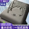 Comercio Exterior Seda de Hielo Pantalones de Verano Finos para Hombre Pantalones Deportivos Holgados de Pierna Recta Elásticos para Hombre Ropa de Padre Pantalones Casuales Sin Planchar