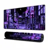 Mouse pad cyberpunk transfronteiriço, tapete de mesa extra grande para jogos, tapete de teclado anime com cena de rua japonesa, bordas seladas de borracha