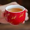 Taza de Maestro de Grulla en la Nube Taza Individual Taza de Té de Cerámica Taza de Té Pequeña Rojo Ciudad Prohibida Juego de Té Kung Fu Taza de Té China