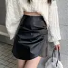 Falda de Temperamento de Longitud Media para Mujer 2026 Primavera y Otoño Nuevo Estilo Adelgazante Falda Corta de Cuero PU Cintura Alta para Bajitas Falda de Corte A Falda que se Ajusta a la Cadera