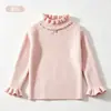Suéter Infantil Novo para Inverno, Camada Base com Gola Alta Franzida para Crianças Maiores, Blusa de Tricô Fashion e Versátil