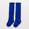 C367 Calcetines para Niños al por Mayor Primavera y Verano Color Sólido Encaje Doble Aguja Hasta la Rodilla Algodón Lindos Calcetines de Media Pantorrilla para Niños y Niñas