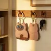Portatarjeta de Acceso Temático de Gato, Alto Valor Estético, Lindo Diseño de Gato Calico Naranja, Llavero de Cuero, Compatible con Rastreador, Regalo Creativo