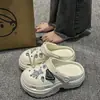 Zapatos Transpirables con Agujeros para Mujer Ropa Exterior 2024 Verano Eva Dung Sense Plataforma Sandalias de Playa Antiolor con Aumento de Altura Chanclas con Agujeros