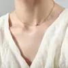 Moda de Luxo Leve Versátil Costura com Contas de Arroz Design de Corrente de Grãos de Arroz Pingente de Peso Corrente de Contas Esmaltadas Colar de Aço Titânio Joias