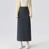 Foto real de falda de lana a cuadros vintage para mujer, nueva falda midi de cintura alta en línea A, falda lápiz recta, otoño/invierno 2026