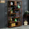 Librero de Madera Maciza Estilo Chino Mueble para Té Vinoteca Estante para Flores Gabinete Divisorio Adornos para Sala de Estar Estante de Almacenamiento de Pie de Múltiples Capas
