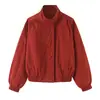 Ins moda feminina atacado estilo europeu e americano cruzado outono novo jaqueta bomber vintage gola alta 4387227