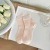 Calcetines versátiles de primavera y verano para mujer, calcetines de media pantorrilla estilo ballet miu con lazo de malla, calcetines largos transpirables, calcetines blancos de moda