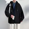 Moletom com Capuz de Manga Longa Cabelo Liso de Fábrica Outono 2023 Masculino Solto Marca da Moda Casual Cor Sólida Jaqueta para Meninos