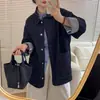Jaqueta jeans casual vintage nova de primavera para mulheres, tamanho petite, toque de alta qualidade, estilo solto e relaxado, top versátil e que afina a silhueta