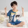 Novos Pijamas de Verão para Meninos Manga Curta Finos Desenho Animado 2026 Estilo Mais Vendido para Crianças Maiores Conjunto Casual para Casa