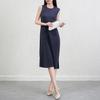 Vestido Liso sem Mangas Estilo Miyake para Mulheres, Novo Primavera e Verão Emagrecedor Versátil Tecido Grosso Plissado Regata Reto