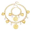 Colar Pingente Coração Pulseira Chique Moda Europeia e Americana Luxo Leve Versátil Corrente da Clavícula, Conjunto de Joias DIY