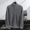 Nuevo Suéter de Lana Pura 100% Australiana para Hombre de Otoño e Invierno Cuello Alto de Negocios Cremallera Tejido Grueso Suéter Abrigo de Comercio