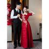 Vestido Borgoña para Brindis de Novia 2026 Estilo Nuevo Vestido de Noche de Compromiso Estilo Chino Nuevo Vestido de Boda de Alta Gama para Mujeres