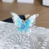 Anillo Abierto de Gota de Aceite Esmaltado Azul Mariposa Fresco y Frío Nicho Lujo Ligero Gama Alta Apilable para Mujeres