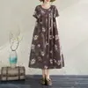 Vestido Floral de Algodão e Seda Tamanho Grande para Mulheres de Meia-Idade e Idosas Verão 2026 Novo Estilo Vestido Elegante para Mães de Meia-Idade Acima de 50 Anos