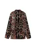 Vestido de Punto Jacquard de Cuello Alto con Estampado de Leopardo, Moda Transfronteriza Europea y Americana 2025, para Mujer