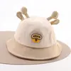 Gorro de bebé primavera y otoño coreano súper lindo cuerno de ciervo niño gorra tipo cubo primavera delgado protector solar para bebé niño gorra de pescador
