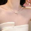 Collar Corto Minimalista Brillante de Nicho con Cuentas Redondas Cuadradas y Cadena para Clavícula para Mujer con un Toque de Lujo Ligero para Venta al Por Mayor en Vivo