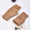 Guantes de Punto para Mujer en Otoño e Invierno, Guantes Versátiles y Lindos de Medio Dedo para Estudiantes para Escribir, Mangas Cálidas y a Prueba de Frío de Lana de Color Puro