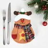 Set Creativo de Cuchillo y Tenedor de Navidad Dibujos Animados Papá Noel Set de Vajilla Bolsa de Almacenamiento Suministros para Decoración de Fiesta Navideña
