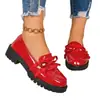 Transfronterizos Tallas Grandes 20266 Otoño Nuevo Mocasines Británicos Zapatos Pequeños de Cuero para Mujer Superficie Brillante Tacón Bajo Lazo Casual Zapatos Individuales