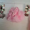 Novo Vestido Rodado Rosa com Lantejoulas e Laço Outono e Inverno Vestido Princesa Infantil Vestido para Apresentação de Aniversário Vestido para Meninas