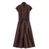 Comercio Exterior 2026 Verano Nuevo Estilo Europeo y Americano Moda Femenina Vestido Camisa Sexy con Cinturón 2266015