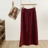 Saia Casual de Tricô com Cordão para Afinar a Cintura 2026 para Mulheres, Estilo Coreano Outono e Inverno Saia Reta de Cintura Alta Emagrecedora de Comprimento Médio
