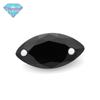 Huagang gem duplo buraco olho de cavalo preto zircão anel superfície pedra nua em forma de folha orifício artificial principal gema de pedra com furo