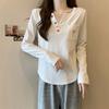 Camiseta Bordada de Manga Larga para Mujer Talla Plus, Camiseta Básica de Primavera y Otoño, Favorecedora para Figuras Curvilíneas, Ropa Interior de Moda
