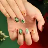 Uñas Portátiles de Navidad Copo de Nieve Amor Brillo Manicura Uñas Postizas Cortas Almendra Mariposa Uñas Largas Europeas y Americanas Venta al por Mayor