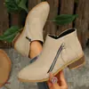 Botines Amazon de Punta con Cremallera Lateral y Tacón Medio 2026 Otoño Nuevos con Tacón Grueso Tallas Grandes Estilo Británico Botas Martin para Mujer