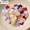Miçangas de Vidro Gradiente Flor de Cerejeira de Alta Transparência, Formato de Flor de Cinco Pétalas Multicolorido, Pulseira DIY Feita à Mão, Colar, Joias, Acessórios para Miçangas