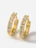 1 Par de Aretes Nuevos Estilo Coreano Ins con Aros Completos de Diamante, Versátiles para el Trabajo, Elegantes Aretes Chapados en Oro, Suministro de Joyería