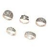 Anillos de Moda Europeos y Americanos para Hombres, Tótems Geométricos Metálicos Retro, Anillos de Múltiples Articulaciones, Productos de Joyería Exclusivos Transfronterizos