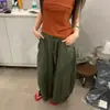 Calça Casual Exército Verde Retrô Americana para Mulheres, Novo Design de Verão 2026, Modelagem Solta, Calça Flare Emagrecedora