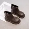 Botines tipo Martin para niños, tobilleras cálidas forradas de felpa para otoño e invierno, unisex, estilo británico, suela suave, antideslizantes, botines pequeños de cuero, botitas para bebé