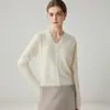 Estilo Outono/Inverno %Cardigã de Caxemira Feminino Gola com Acabamento em Renda Amigo da Pele Solto Tamanho Plus Camada Base de Tricô Peça de Roupa Externa
