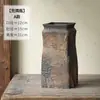 Jarrón cuadrado de cerámica color óxido para hoteles y casas de huéspedes, jarra rústica de cerámica de mesa estilo chino nuevo, decoración artística para el hogar