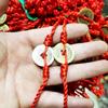 Pulsera de Cuerda Roja de Cobre Puro Estilo Chino Tejido para Hombres y Mujeres Año de Vida Suerte Monedas de los Cinco Emperadores