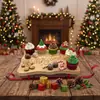 Bandeja vintage con forma de trineo navideño de bambú y madera, bandeja metálica roja para frutas y snacks, bandeja para pasteles navideños de Amazon