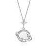 Venta Directa de Fábrica Personalizada Modelo Nuevo Collar de Piedra Ojo de Gato Mito del Sol y la Luna para Mujer, Diseño de Alta Gama, Cadena para Clavícula Simple y Moderna