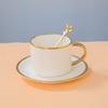 Taza de café y plato de cerámica nórdica de lujo ligero simple, oficina, hogar, taza de café para té de frutas aromáticas, plato para bocadillos, regalo