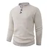 Colección de otoño transfronteriza nueva: suéter de punto casual de moda, cálido, con botones, cuello redondo y colores contrastantes, perfecto como capa base para hombres
