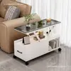 Mesa auxiliar de cristal para sofá para uso doméstico, mesa pequeña para sala de estar, mesa de centro, mesa móvil de lujo ligero, mesa de rincón, mueble de almacenamiento, estilo italiano