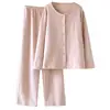 Nuevos pijamas y ropa de estar de forro polar para mujer Otoño e Invierno 2026, cuello redondo, mangas largas, pantalones largos, cálidos y cómodos, talla grande, se pueden usar para salir