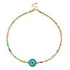 Collar étnico turco sencillo con cuentas de ojo de diablo para mujer, estilo europeo y americano, con cuentas de colores y cadena de clavícula que combina con todo.